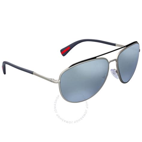 Prada Linea Rossa Pilot Blue Mirror Lens Sunglasses